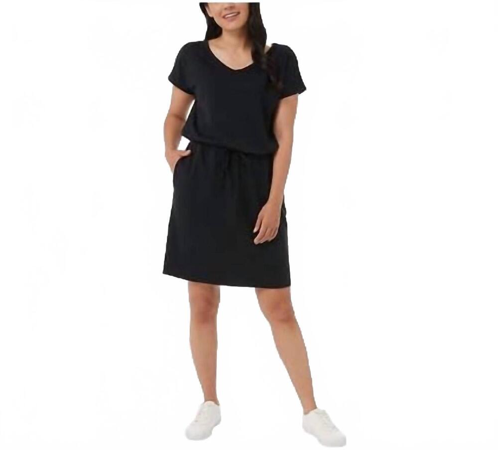 NEW 32 DEGREES side pockets drop shoulder stretch comfort v-neck soft lux dress